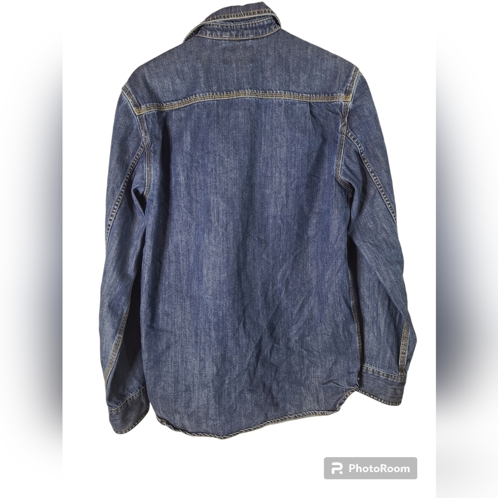 ROOTS unisex denim button up shirt- Size small - Picture 2 of 4